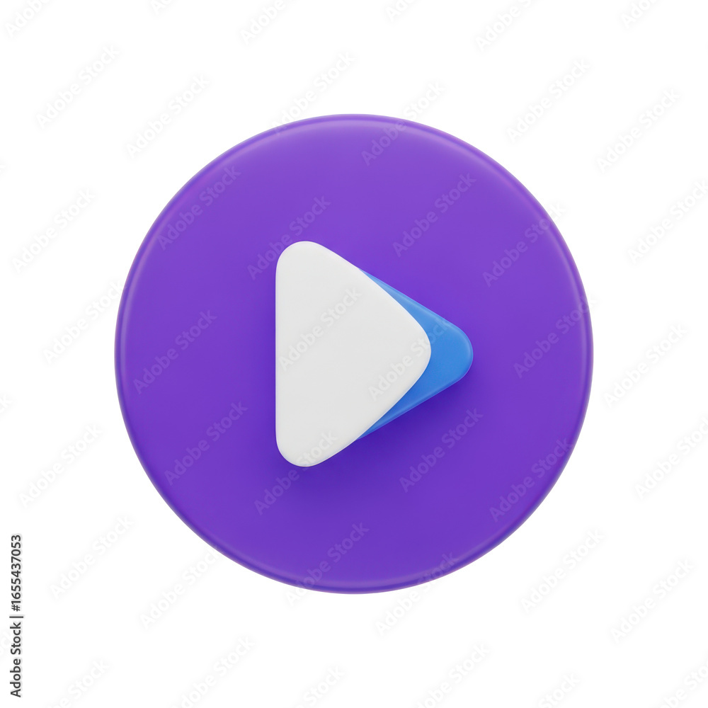 Poster 3d play button isolated on transparent background