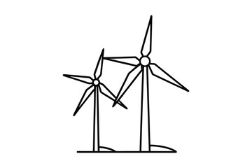 Obraz premium Two wind turbines silhouette isolated on white background