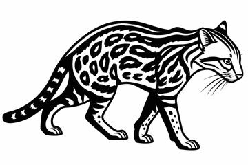 Ocelot animal sihouette black vector
