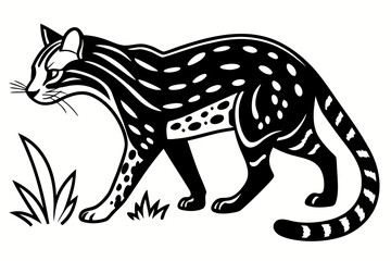 Ocelot animal sihouette black vector
