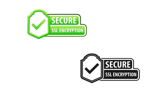 Secure SSL Encryption Icons Animation on White and Green Screen