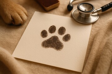 Adorable pet identification with detailed paw print impression showcasing beloved companion animal care and veterinary services