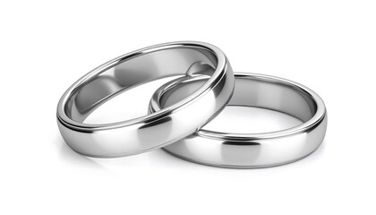 Two wedding rings on a white background
