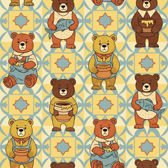 seamless pattern with animals bear
