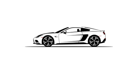 Elegant abstract car line art, futuristic vehicle contour in monochrome style, luxury automobile logo template