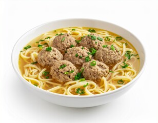 Indonesian bakso meatball soup isolated on white
