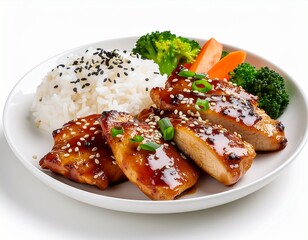 Japanese teriyaki chicken isolated on white background
