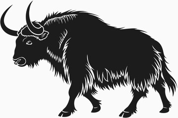 Yak animal sihouette black vector