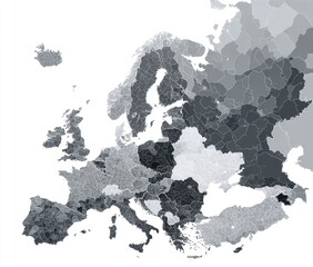 European map shaded by a grayscale value