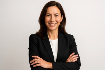 Confident female entrepreneur with genuine smile and professional posture representing successful leadership and business achievement
