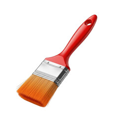 Red handled paint brush with natural bristles isolated on a solid black background transparent background