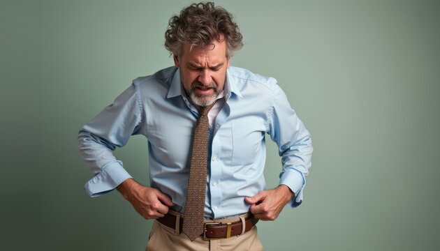 Frustrated man adjusting his tie - Powered by Adobe