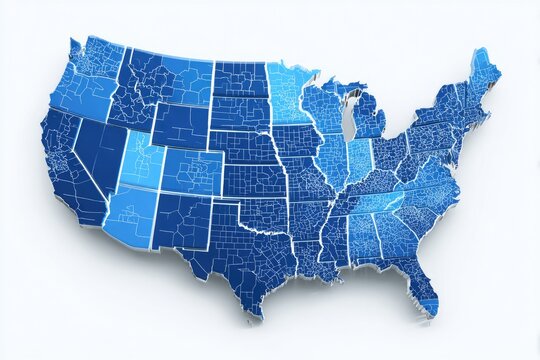 US map, shaded regions