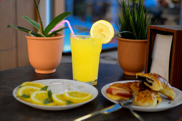 breakfast plate and lemonade at the patisserie
