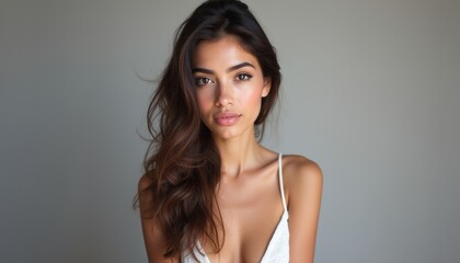Fototapeta premium Stunning portrait of a young woman with flowing hair