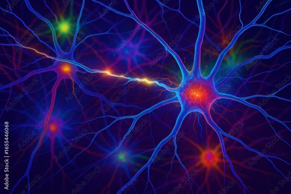 Poster neural pathways lighting up showing brain activity during creative thinking