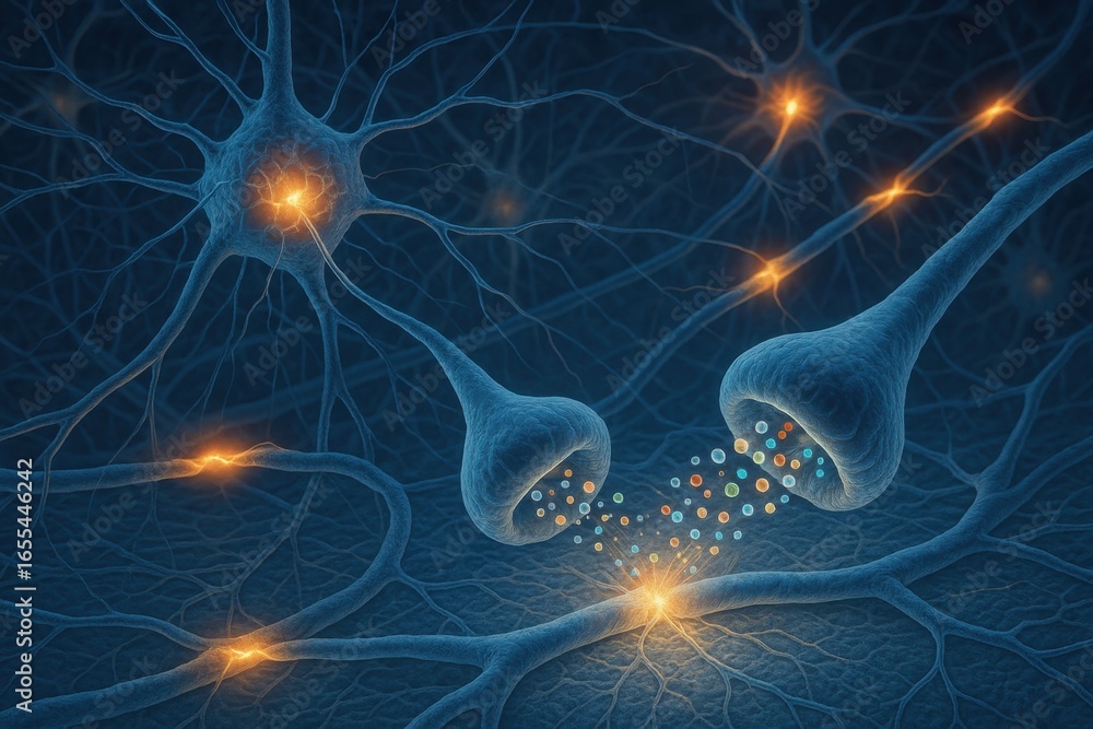 Aufkleber neuroscience visualization of synaptic connections and brain wave activity in cognitive research