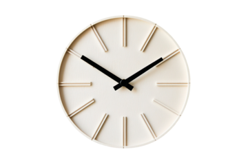 Modern minimalist black and white clock on white wall