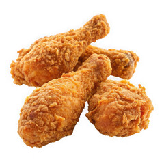 Crispy fried chicken drumsticks isolated on transparent background