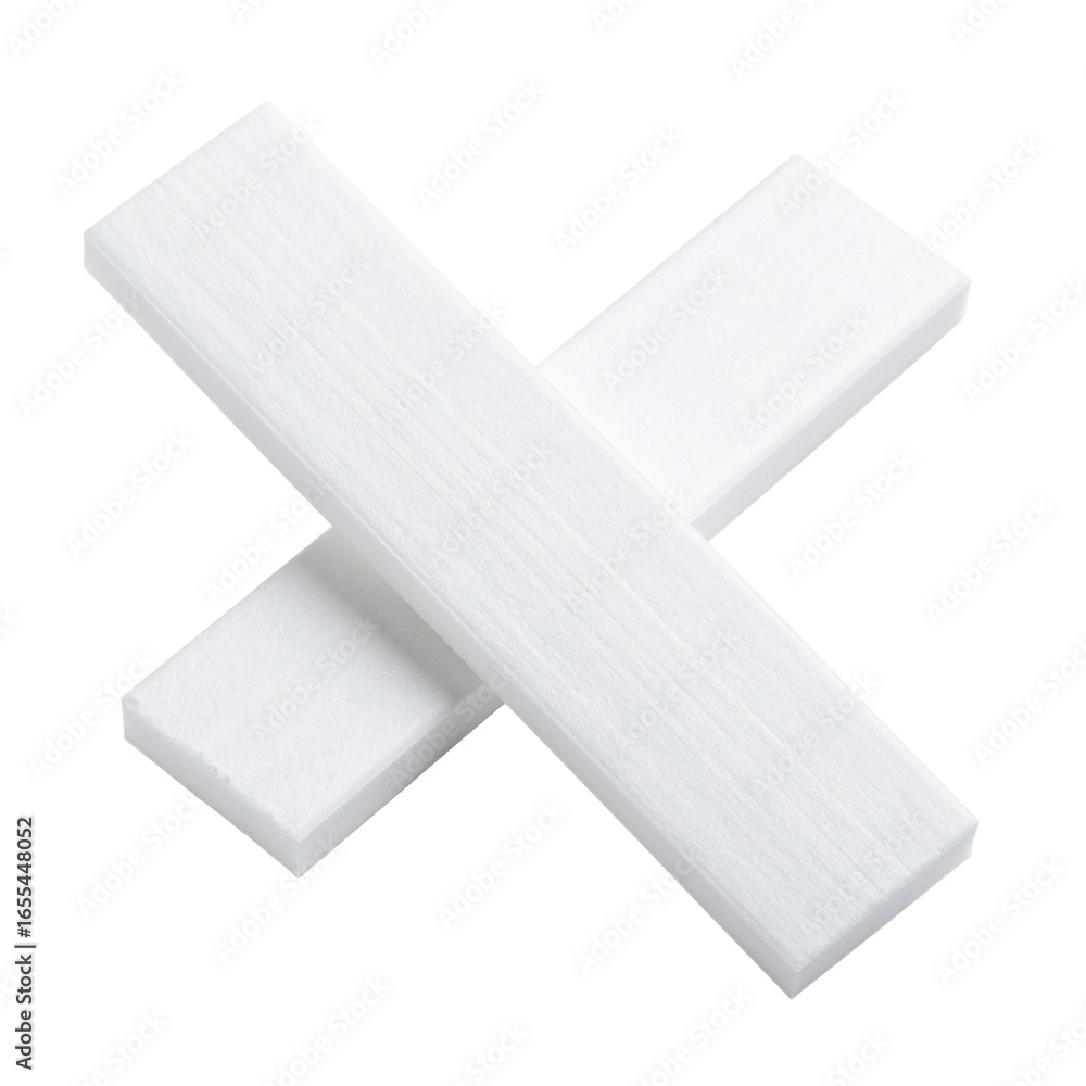 Poster abstract white rectangle isolated on white background: two white, rectangular objects intersect, cre