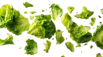 Fresh green lettuce leaves isolated