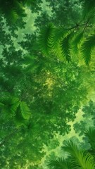 Fototapeta premium Intricate green abstract pattern with wavy lines and geometric shapes