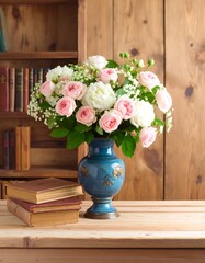 Floral arrangement on wooden table