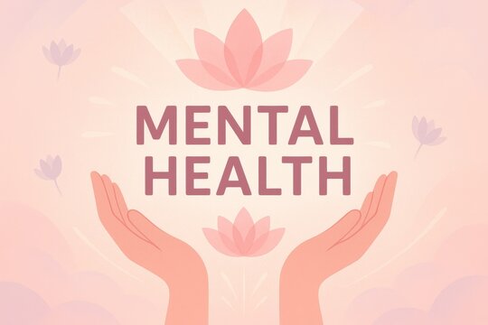 Mental Health Awareness campaign design with calming colors therapeutic symbols and inspirational messaging for wellness promotion