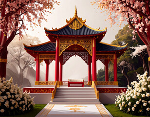 寺院 アジア 生成AI 背景 