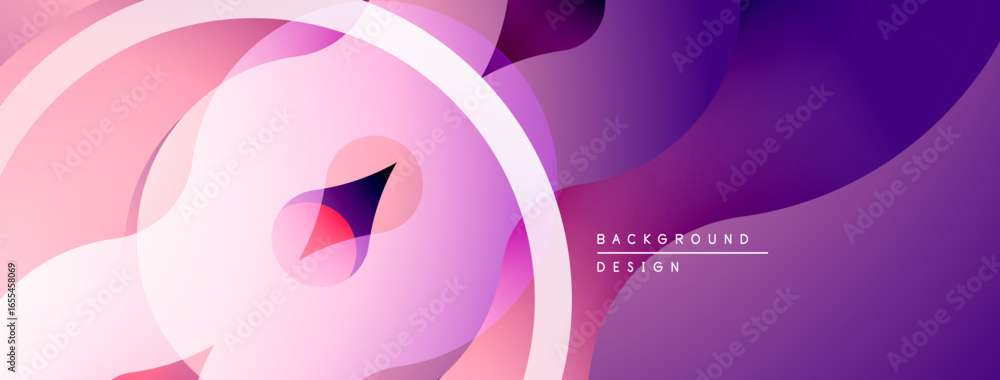 Poster abstract composition. overlapping shapes create fluid, dynamic visual effect. soft gradients, purple