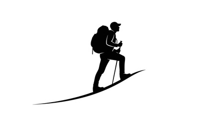 silhouette of a determined hiker ascending a mountain perfect for adventure travel and outdoor branding designs