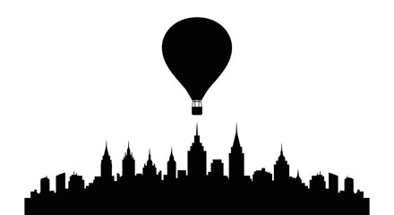 hot air balloon ascending over city skyline perfect for travel adventure and urban exploration designs