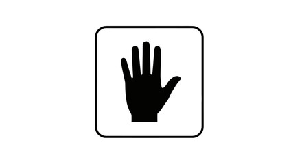 Obraz premium simple black hand icon in square frame perfect for stop halt caution or safety sign designs website buttons and app interfaces
