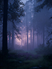 Obraz premium misty morning in the forest