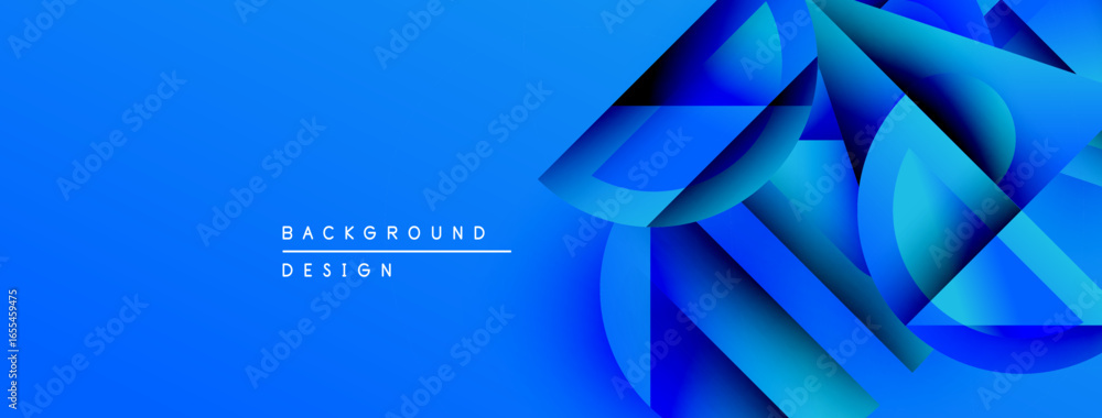 Poster abstract blue design. geometric shapes overlap creating dynamic visual effect. modern background sui