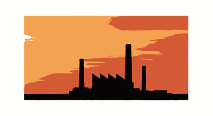 Obraz premium silhouette of industrial power plant at sunset perfect for energy manufacturing and environmental projects