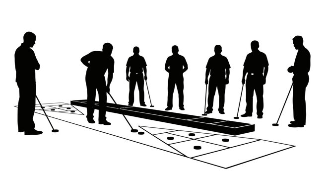 silhouette of men playing shuffleboard a thrilling game of skill and strategy for websites print and social media