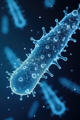 Detailed close-up view of a bacterium.