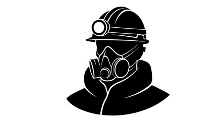 mining safety silhouette of a miner wearing protective gear ideal for hazard awareness campaigns industrial safety training materials and mining company logos