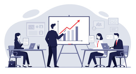 Business Presentation with Team Analyzing Financial Growth.