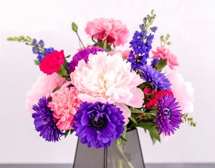 Colorful Flower Bouquet in Vase, Close-Up