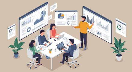 Fototapeta premium Business Team Meeting Analyzing Data Presentation.