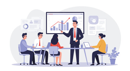 Business Presentation with Team and Data Analysis.