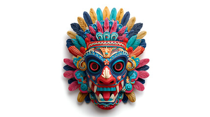 Vibrant tribal mask with colorful feathers creates a striking cultural statement for festive or artistic projects