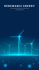Vertical illustration of renewable energy wind power technology style wind turbine © jm