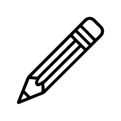 Fototapeta premium Illustration of a simple pencil with an eraser and graphite tip on a white background in line art style