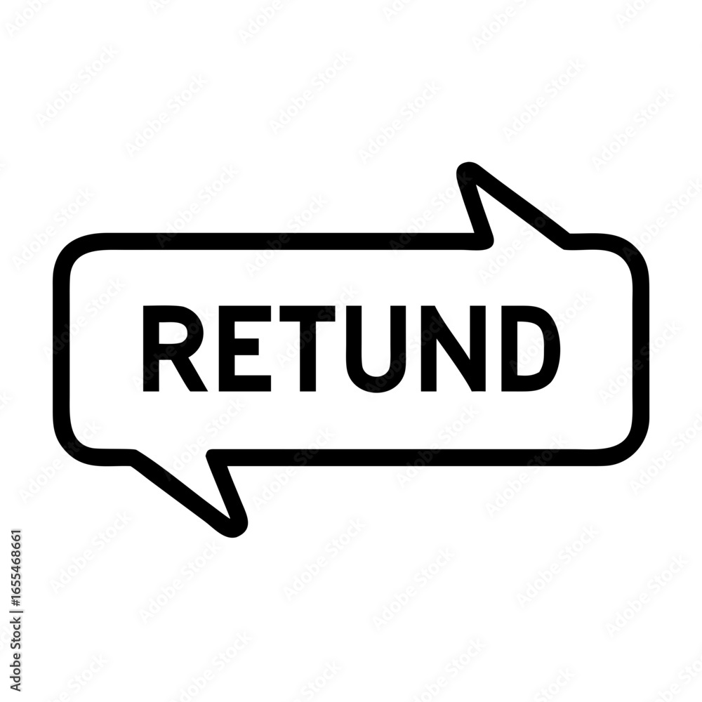 Poster a graphic of a speech bubble with the word retund in black text inside a white background and black 