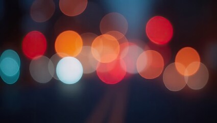 Abstract night scene with blurred city lights.