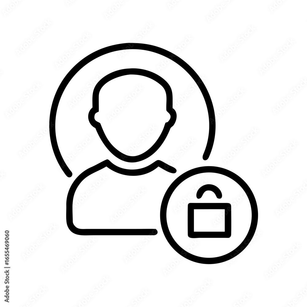 Fototapete user profile icon with a padlock symbol indicating secure access and user account privacy settings