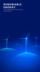 Vertical illustration of renewable energy Wind tech style wind turbine